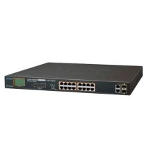 Switch no administrable PoE+ Extended, Aislamiento VLAN de 16 puertos + 2 combo TP/SFP Gigabit y Pantalla