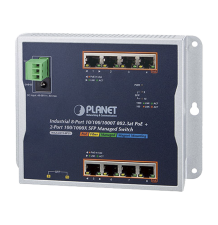 Switch Industrial PoE Administrable de Pared Capa 2, 8 Puertos Gigabit PoE 802.3at y 2 Puertos 100/1000X SFP