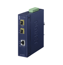 Convertidor de Medios Industrial de 1 Puerto Ethernet 10/100/1000 Base-T a 2 Puertos SFP 100/1000/2500 Base-X