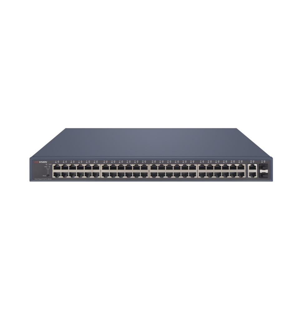 Switch PoE+ / Monitoreable / 48 Puertos 1000 Mbps PoE+ / 2 Puertos 1000 Mbps Uplink / 2 Puertos SFP / 470 Watts