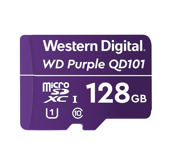 Memoria microSD de 128 GB PURPLE, Especializada Para Videovigilancia, 10 VECES MAYOR DURACIóN, 3 AÃ‘OS DE GARANTIA