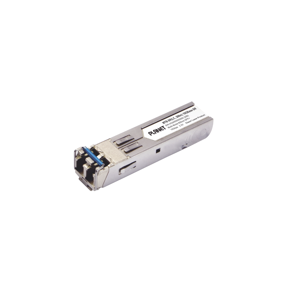 Transceptor Industrial, SFP de 10 G, Conector LC, Fibra Multimodo, Hasta 300 m, Soporta temperaturas de -40 a 85Â°C.