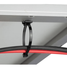 Cincho de Nylon 6.6 Solar Clip, 188mm largo x 14mm ancho, Color Negro, Exterior Resistente a Rayos UV, Paquete de 100pz