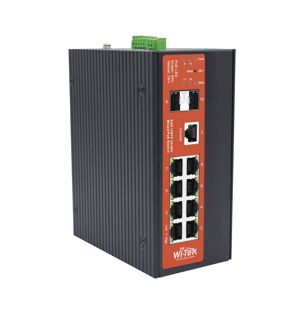 Switch Industrial Administrable Gigabit con 2 Puertos PoE bt + 6 Puertos PoE af/at o 24 V Pasivo + 2 SFP Gigabit, 240 W