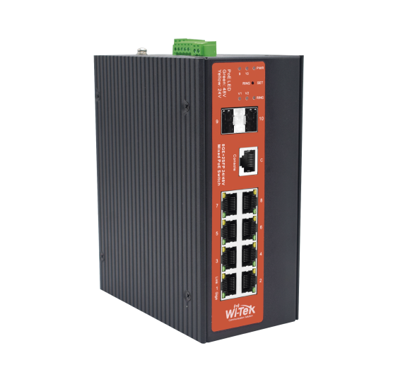 Switch Industrial Administrable Gigabit con 2 Puertos PoE bt + 6 Puertos PoE af/at o 24 V Pasivo + 2 SFP Gigabit, 240 W