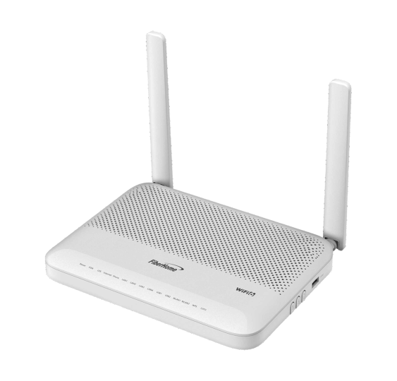 ONU GPON WiFi 6, Doble Banda 2.4/5 GHz , con 4 puertos Gigabit Ethernet + 2 POTS + 1 USB + 1 CATV (RF), conector SC/APC