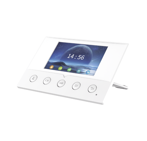 Monitor IP/SIP para interior, Wi-Fi, pantalla a color de 4.3, audio de 2 vías, PoE, 8 interfaces de entrada de alarma.