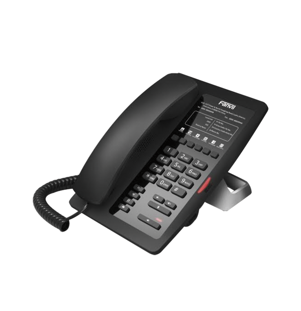 TelÃ©fono IP para Hotelería, profesional con 6 teclas programables para servicio rápido (Hotline), plantilla personalizable con 