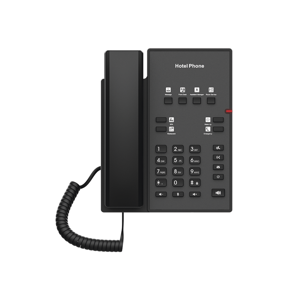 Teléfono IP para Hotelería, profesional con 8 teclas programables para servicio rápido, plantilla personalizable con PoE