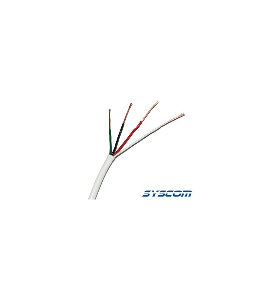 Bobina de 305 Metros / Cable de Cobre / 4 x 22 AWG / Tipo Alarmas UL / Para Interior / Color Blanco / Para Aplicaciones