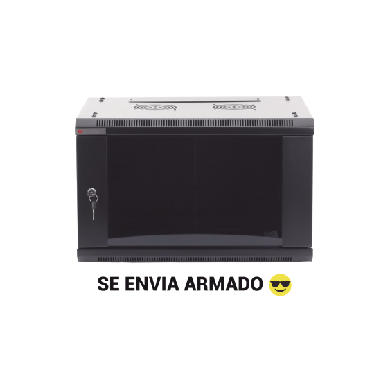 Gabinete PRECISION 19in 6U con Puerta de Cristal Templado - Color Negro