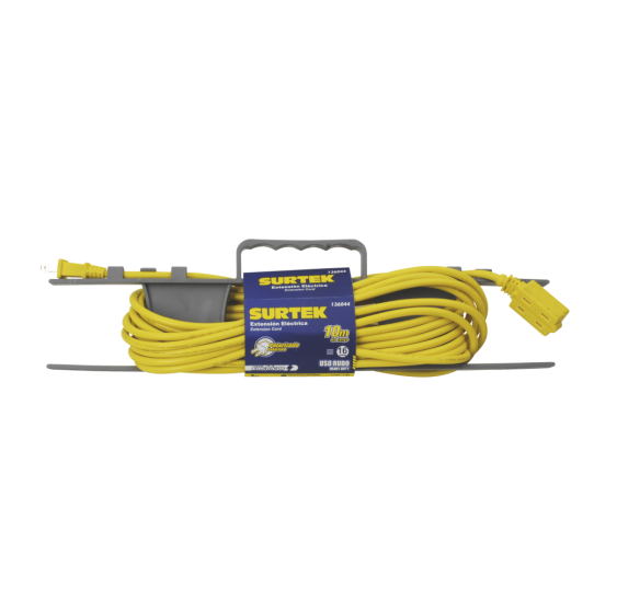 Extensión eléctrica de Uso Rudo 4 metros / 127 V CA 10 A Máximo / Color Amarillo.