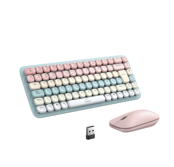 PAQUETE DE TECLADO Y MOUSE INALÃMBRICO UGREEN ROSA