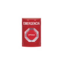 Botón de Emergencia Texto en Español Color Rojo Acción Mantenida Girar para Restablecer y LED Multicolor