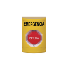 Botón de Emergencia en Español Color Amarillo Acción Mantenida Girar para Restablecer y LED Multicolor