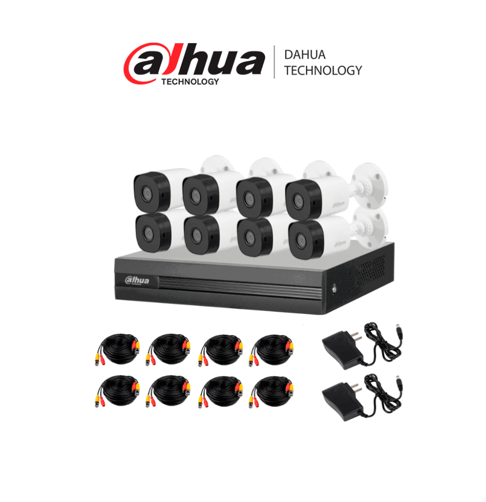 DAHUA KITXVR1B08-I: Kit de Videovigilancia 8 Canales 2 MP con IA y 8 Cámaras 1080p