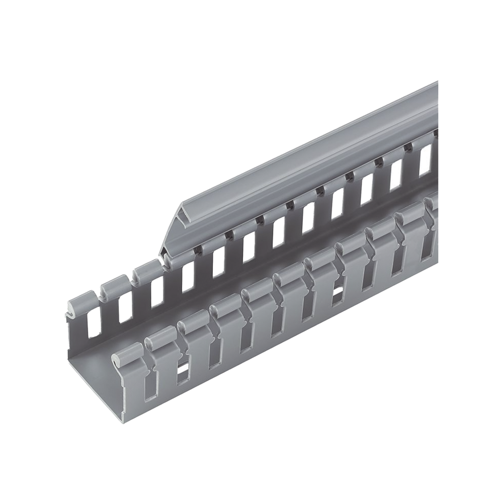 Canaleta Ranurada de PVC sin Tapa Tipo H 1828.8mm Gris - Tu Solución de Cableado