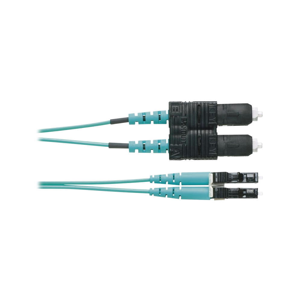 Jumper de Fibra Optica Multimodo 50/125 OM3 LC-SC Duplex 1 Metro - Aqua