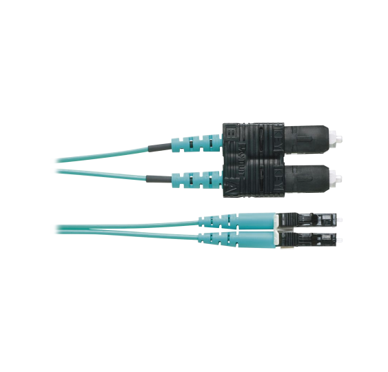 Jumper de Fibra Optica Multimodo 50/125 OM3 LC-SC Duplex 1 Metro - Aqua