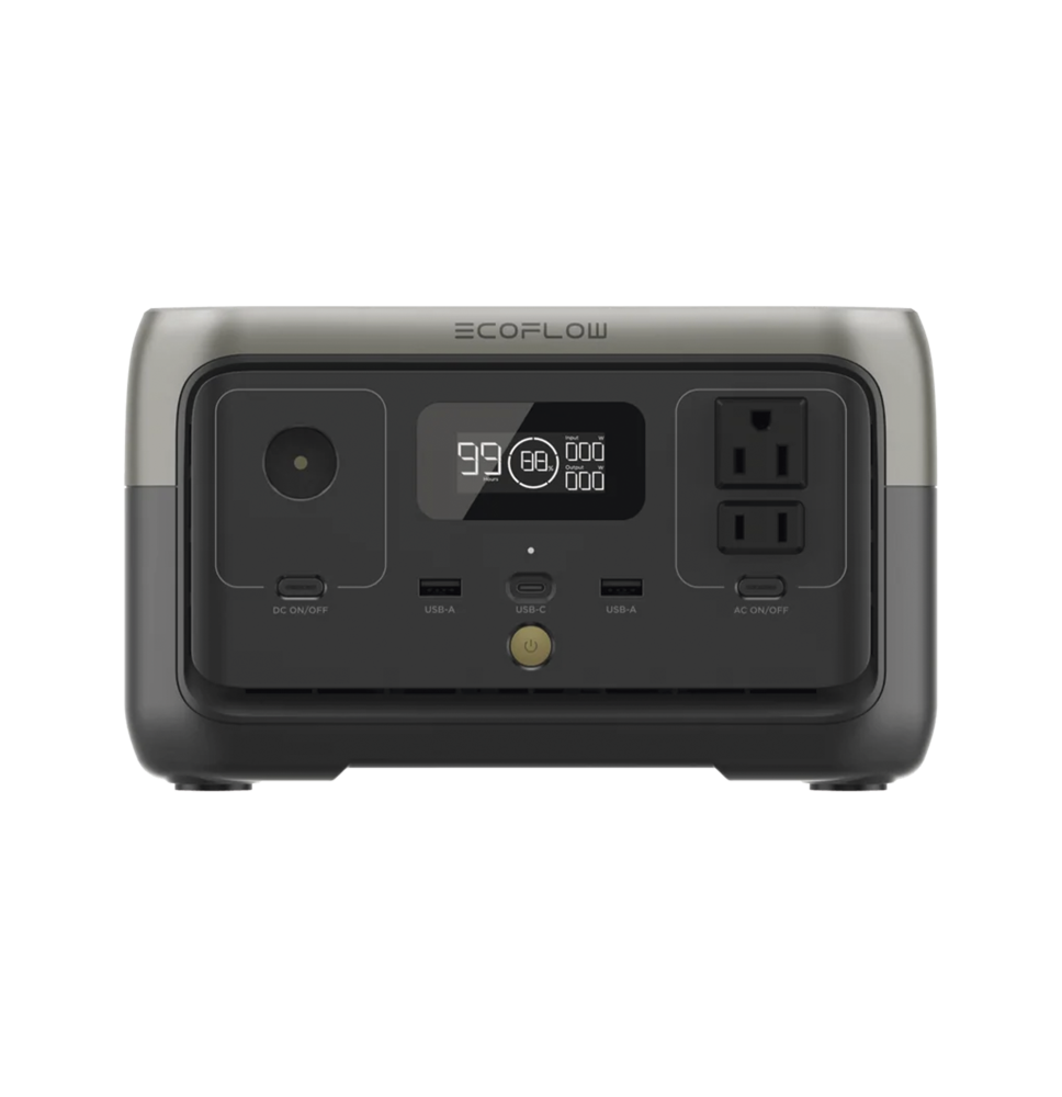 EcoFlow River 2 | Estación de Energía Portátil 256Wh Litio LFP / 2 AC 300 W (Max. 600W) / 1 USB-C 60W / 2 USB -A 12W /