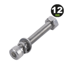 1 Tornillo Allen Milimétrico de Acero Inoxidable  M8-1.25 x 12/ Con 1 Tuerca, 1 Arandela de Presión y 1 Plana / Para