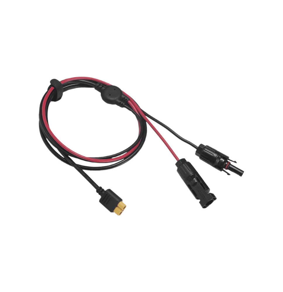 Cable 2.5 m, Negro, Calibre 10 AWG con Terminales MC4 Macho y Hebra para Terminal XT60