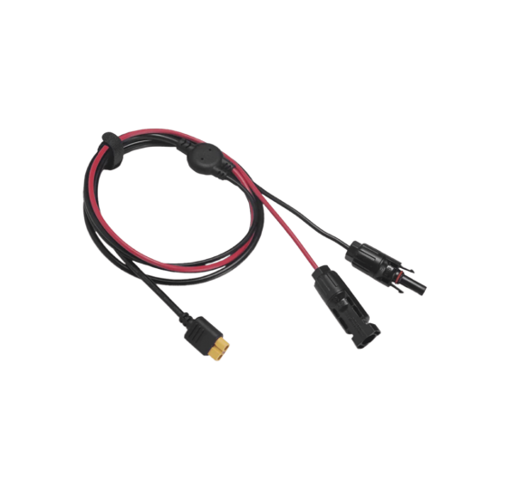 Cable 2.5 m, Negro, Calibre 10 AWG con Terminales MC4 Macho y Hebra para Terminal XT60