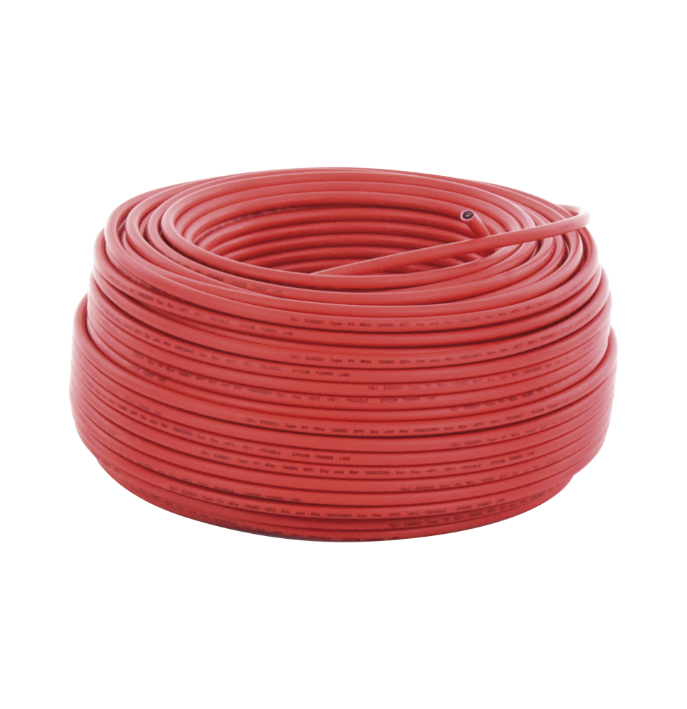 Cable Fotovoltaico Rojo / 6mm (10AWG) / Material COBRE / 2000V / Rollo de 100 m