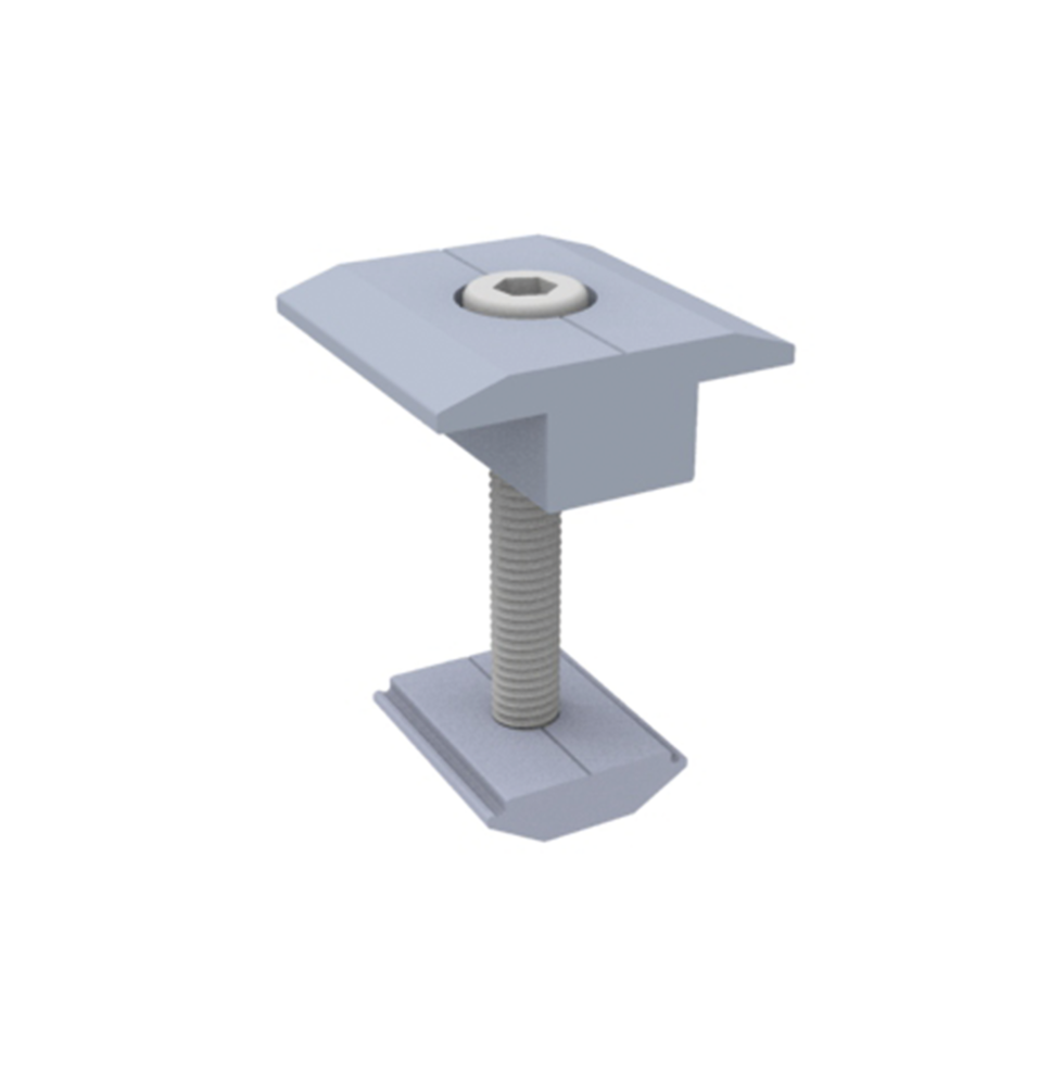 Sujetador Intermedio 35 mm para montaje de paneles solares en riel 5 Y 8