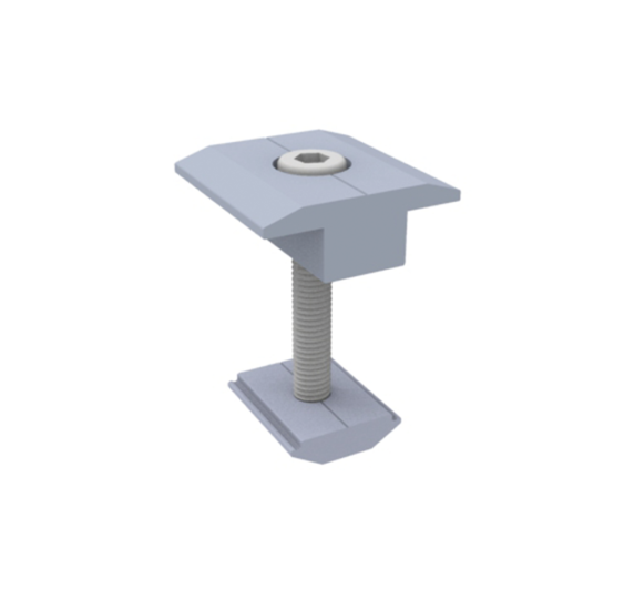 Sujetador Intermedio 35 mm para montaje de paneles solares en riel 5 Y 8