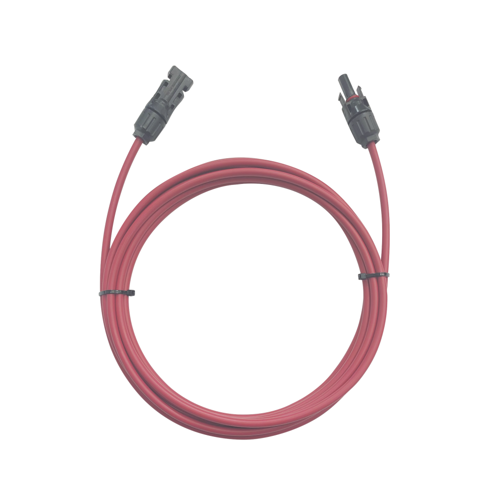 Cable Fotovoltaico / 1 metro / Color Rojo / Calibre 10 AWG / Terminal MC4-Macho y Hembra en  ambos extremos