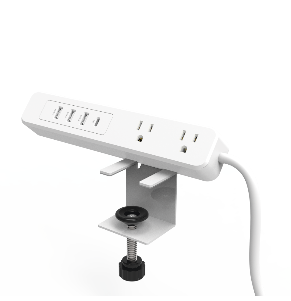 Multicontacto con Montaje para Escritorio / Carga Rápida para 65 W / 3 x Nema 5-15P / 2 x USB-A (5V a3A) / 1 x USB-C