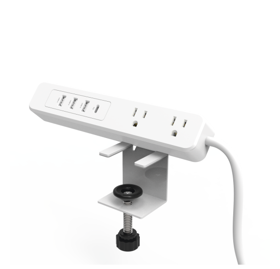 Multicontacto con Montaje para Escritorio / Carga Rápida para 65 W / 3 x Nema 5-15P / 2 x USB-A (5V a3A) / 1 x USB-C