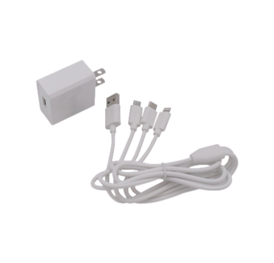 Cargador de pared USB de 5 Vcc 2A / Multi-puertos / USB-C / Micro USB / Tipo C / Lightning (iPhone) / Extensión de