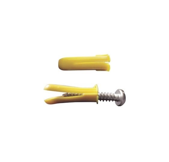 Paquete de 20 taquetes amarillo  1" y 20 tornillos 8mm x 1"