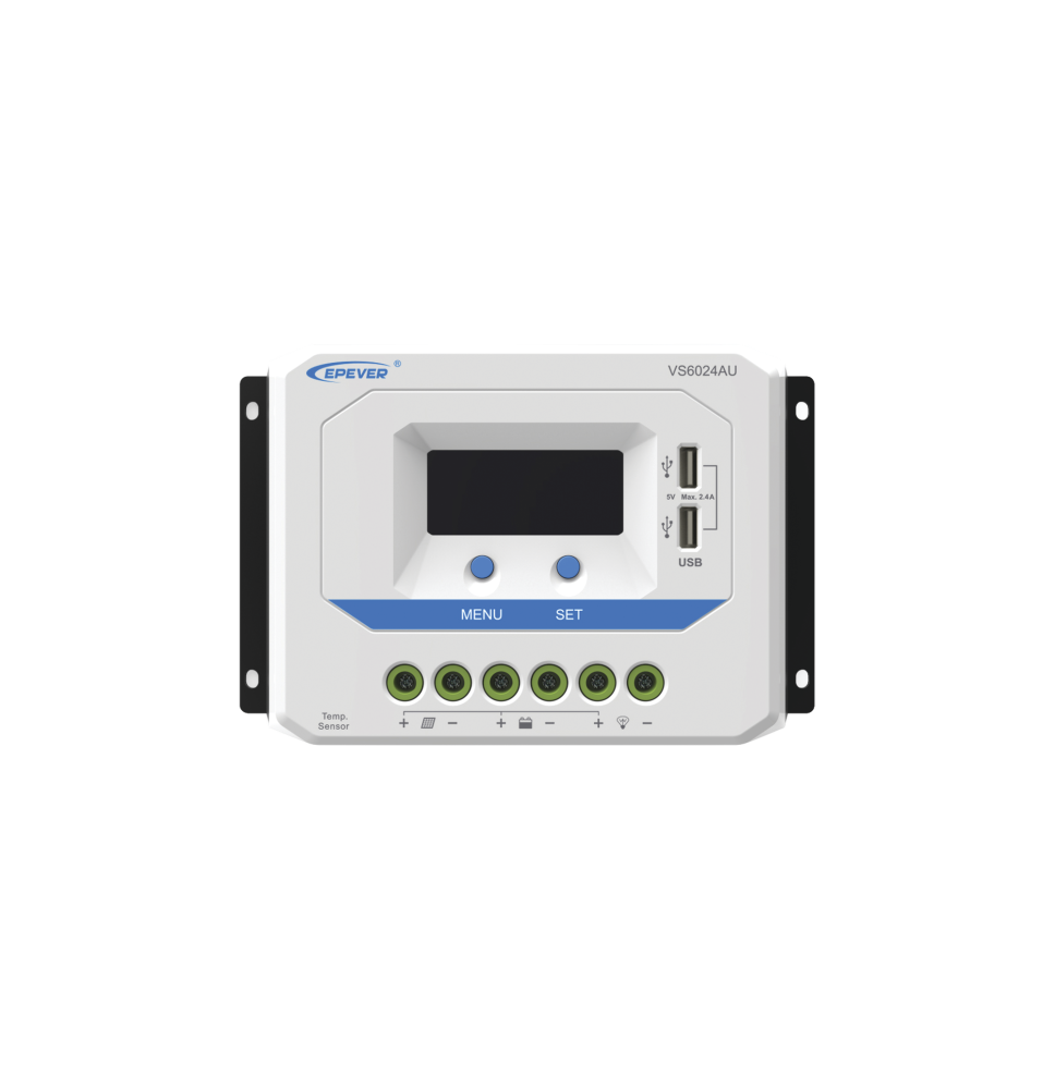 Controlador Solar de Carga PWM 12/24V 60 A, Salida USB, con Display