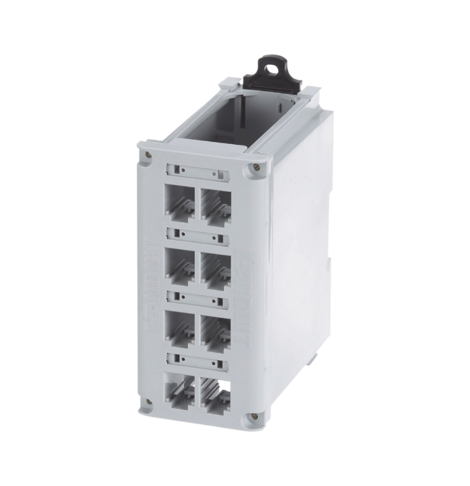 Panel de Parcheo Modular para Cobre, Blindado, 8 Puertos - Riel DIN