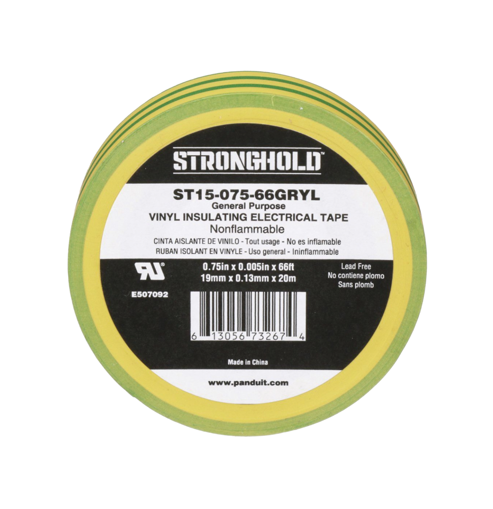 Cinta Eléctrica STRONGHOLD para Aislar, de PVC, Uso Construcción General en Tierras Físicas, Grosor de 0.13 mm (5 mil),