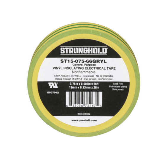 Cinta Eléctrica STRONGHOLD para Aislar, de PVC, Uso Construcción General en Tierras Físicas, Grosor de 0.13 mm (5 mil),