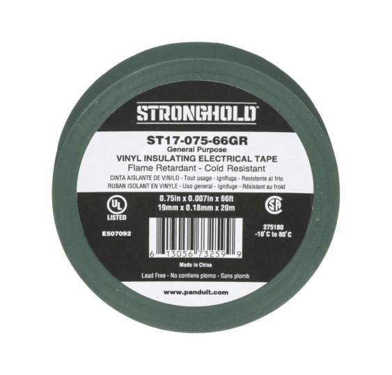 Cinta Eléctrica STRONGHOLD para Aislar, de PVC, Uso General Reparación y Mantenimiento, Grosor de 0.18mm (7 mil), Ancho