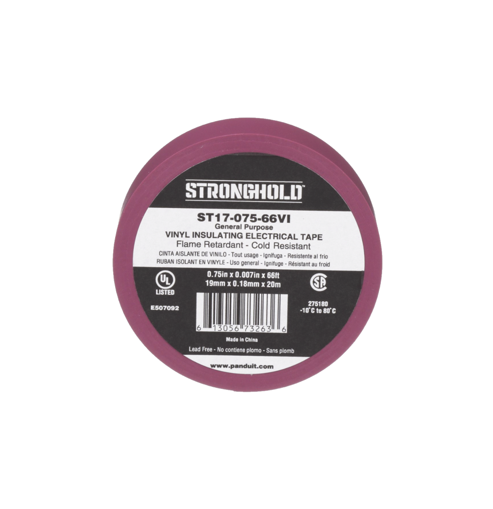 Cinta Eléctrica STRONGHOLD para Aislar, de PVC, Uso General Reparación y Mantenimiento, Grosor de 0.18mm (7 mil), Ancho