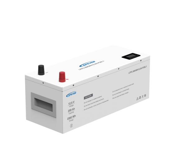 Batería de litio LiFeO4 12.8Vcc, 200Ah, 2.56Kwh, Pantalla LCD para Monitoreo Local, Carcasa Metálica
