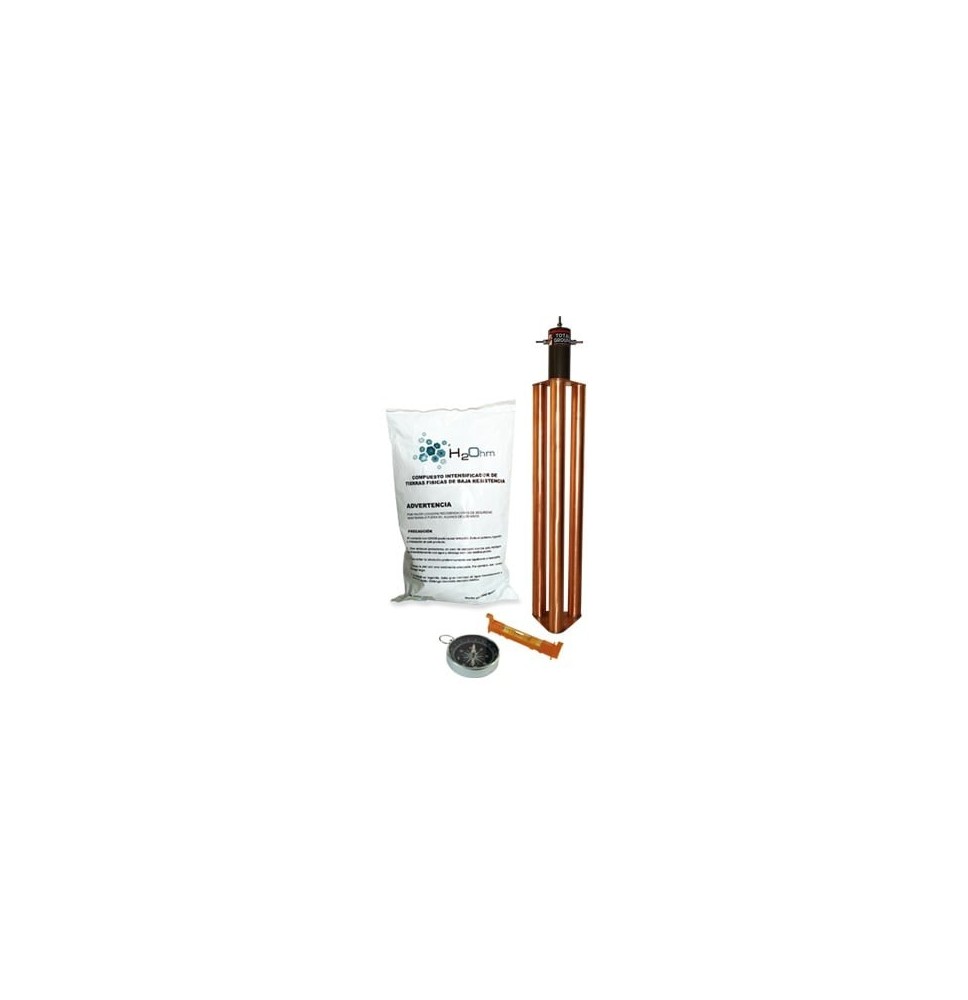 Kit de Puesta a Tierra de 100 Amperes con Electrodo, Filtro y Compuesto H2Ohm.