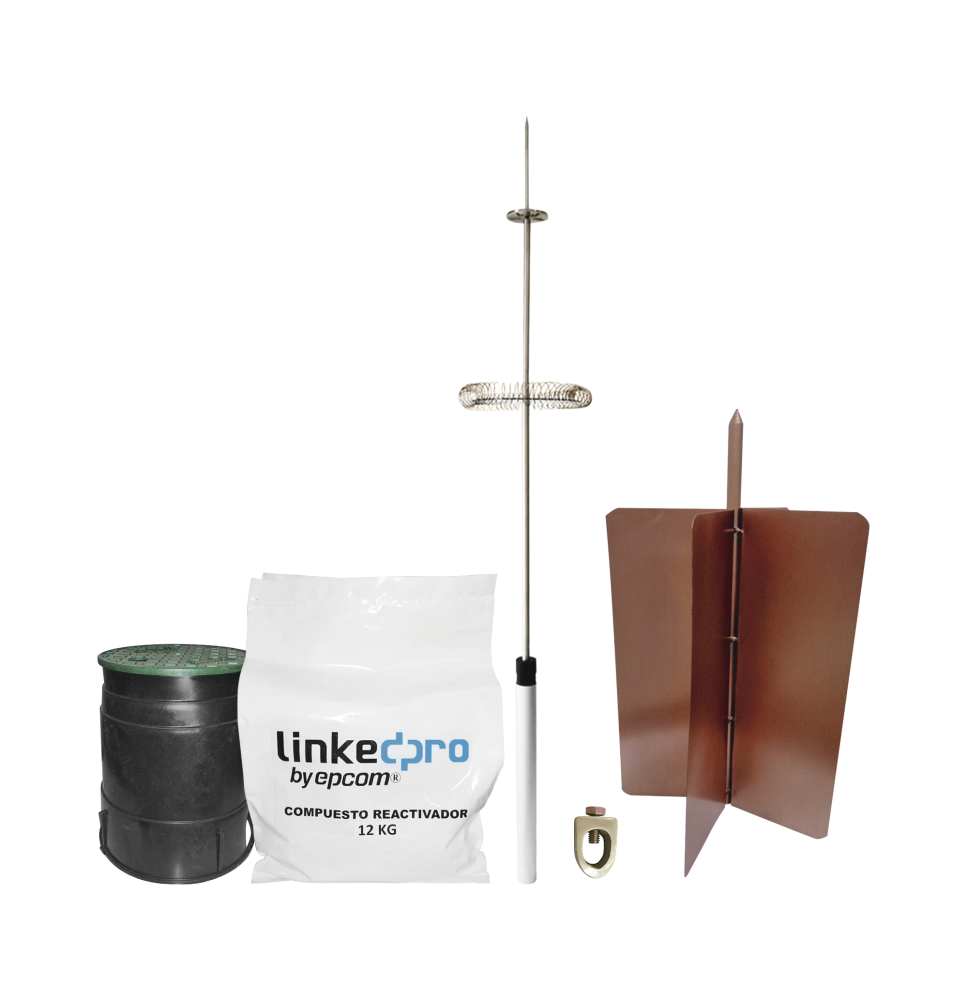 Kit pararrayo LinkedPro básico. Ideal para la protección de mástiles y postes.