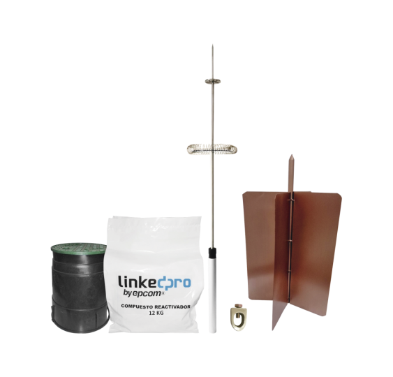 Kit pararrayo LinkedPro básico. Ideal para la protección de mástiles y postes.