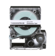 Casete de Etiquetas de Vinilo Negro sobre Blanco - 24 mm x 7.6 m