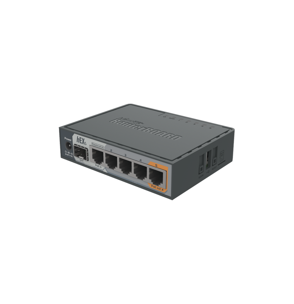 (hEX S) Router Dual Core, 5 puertos Gigabit, 1 Puerto SFP, PoE in, PoE Out