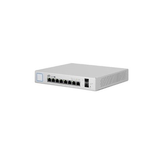 Switch UniFi Administrable de 8 Puertos Gigabit PoE+ 802.3at/af y PoE Pasivo 24V.