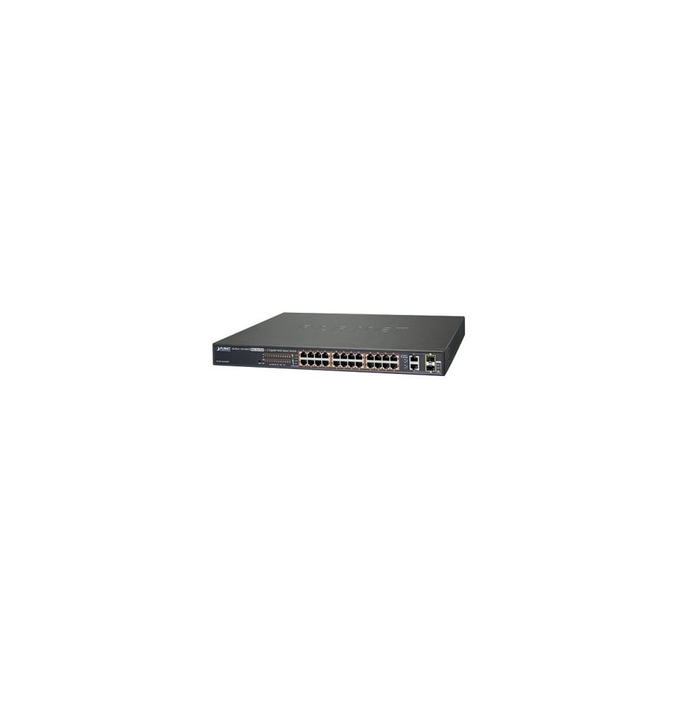 Switch administrable de 24 puertos 10/100TX PoE+ y 2 puertos combo TP/SFP Gigabit