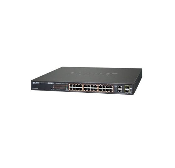 Switch administrable de 24 puertos 10/100TX PoE+ y 2 puertos combo TP/SFP Gigabit